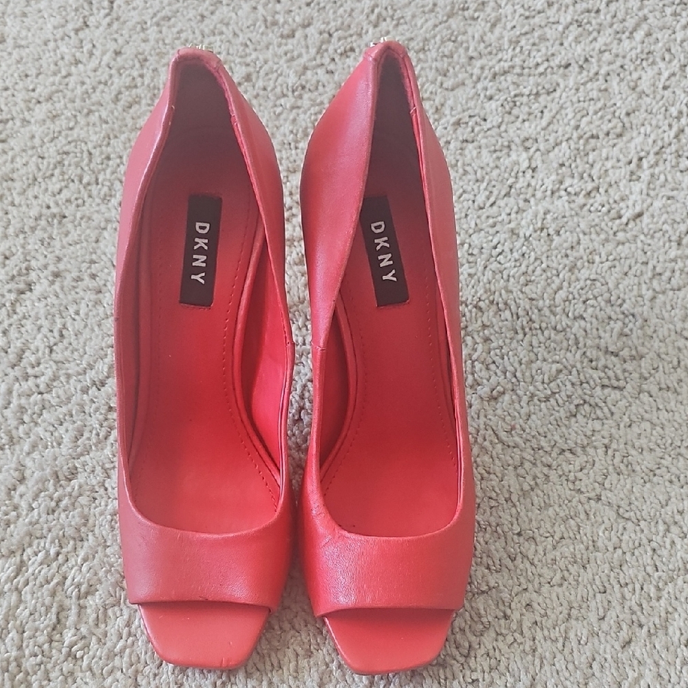 DKNY Red Peep Toe Heels